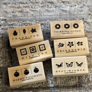 Stampin' Up! Wood-Mounted Take Three Stamp Set - Natural Wood